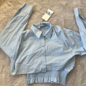 NWT ZARA 2 PC LONG SLEEVES CROP TOP